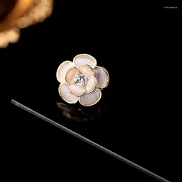 Brooches Korean Simple Small Flower Collar Pins Fashion French Double-layer Opal Rose Lapel Pin Female Shirt Button Brooch Accessories