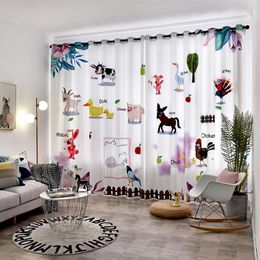 Curtain Kids Curtains Cartoon Semi Blackout For Bedroom Living Room Children Cloth Animals Printed Drapes Lovely Blinds