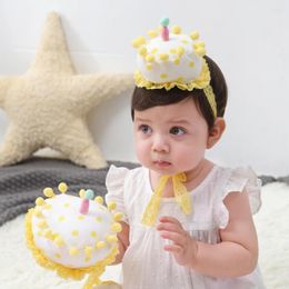 Hats Kids Headband Cake Shape Elastic Design Fabric Baby Crown Hat For Birthday Sun Protection Caps Accessories 2023