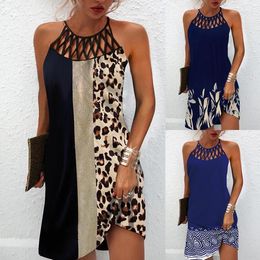 Casual Dresses 2023 Spring And Summer Ethnic Style Positioning Printing Mesh Belt Sleeveless Dress Women's