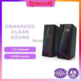 Computer Speakers Redragon GS520 RGB Desktop Speakers 2.0 Channel PC Computer Stereo Speaker with 6 Colorful LED Modes Enhanced Sound YQ231103