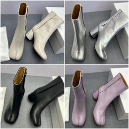 Designers Tabi Shoes MM6 Men Women broken mirror boots luxury Leather High quality 3.5cm 6cm 8cm Tabi Fashion Toe parting boots
