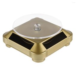 Jewelry Pouches Fashionable Solar Power Battery 360 Rotating Turntable Display Stand Turn Table Plate For Ring Necklace Bracelet