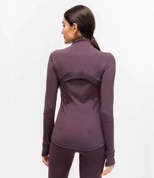 L-78 Autumn Winter New Zipper Jacket Quick-Drying Yoga Clothes Long-Sleeve Thumb Hole Training Running Women Slim Fitness Coat Casual style