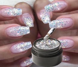 Nail Gel 5ML Glitter Paint UV Varnish SemiPermanent Base Manicure Primer Shimmer Diamond Shining Platinum2636406