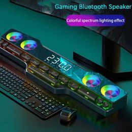 Computer Speakers 4000mAh Wireless Bluetooth Game Speaker Soundbar USB 3D Stereo Subwoofer AUX FM Home Clock Indoor Sound Bar Computer Loudspeaker YQ231103