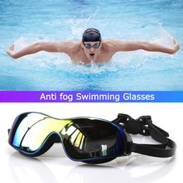 Goggles Adult electroplated Large frame glasses Outdoor waterproof high-definition anti fog swimming diving goggles P230601