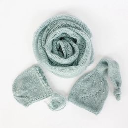 Scarves Wraps unelmista totta 3pieces born Po Scarf Set Baby Hat Pography Props Hand Knitting Baby Accessories 231108
