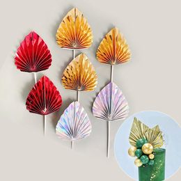 Festive Supplies Other & Party 1pcs Paper Fan Cake Topper Gold Palm Leaf Birthday For Wedding Cupcake Toppe Kid Decorations