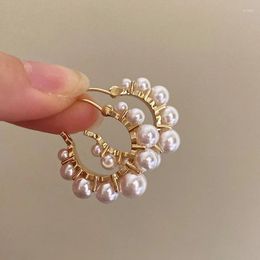 Stud Earrings French Niche Metal Pearl Ear Hoop Cold Harbor Wind Exquisite Senior Sense Retro Studs Trendy Ins Tide Accessories