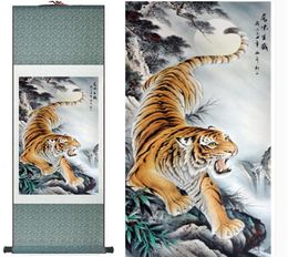 Tiger Painting Traditional Chinese Art Painting Home Office Decoration Silk Scroll Art Tiger Painting1906141510209g3498457