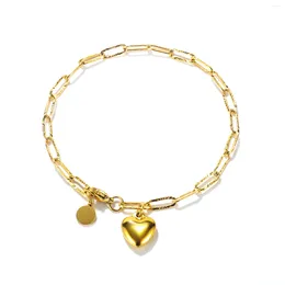 Charm Bracelets DARHSEN Brand Trendy Lady Women Heart Bracelet Link Chain Rose Gold Color Stainless Steel Metal Fashion Jewelry