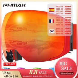 Ski Goggles PHMAX UV400 Anti fog Eyewear Magnetic Len Men Outdoor Sports Mountain Snowboard Big Snow With Mask 231109