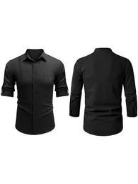 Men's Casual Shirts Men S Classic Button-Down Collar Long Sleeve Dress Shirt With Pocketless Design - Stylish And Professional Work Attire