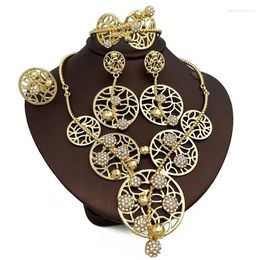 Necklace Earrings Set Brazilian Round Shape Jewellery Gold Plated Necklaces European Wedding Accessories Item With