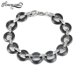 Link Bracelets Black Healthy Ceramic Bracelet Sliver For Men Woman Cool Round Circle Bangles Personality Style Party Daily Jewellery Gifts