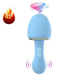 vibrators New Little Mushroom Sucking Vibrating Heating and Jumping Egg Cream Clip Set for Adult Sexuality Products Shared by Couples