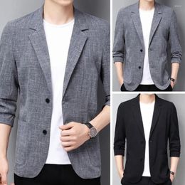 Men's Suits M-3XL Cotton And Linen Suit Jacket Spring Summer Loose Casual Gray Men Long-Sleeved Business Black