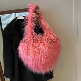 Backpack Fashion Casual Pure Colour Long Fluffy Shopping Bag Winter High Quality Heart Tassel Women's Bags Shoulder Bag Luxury Handbags J231109