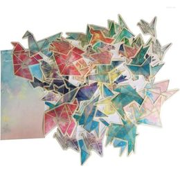 Gift Wrap 60Pcs Kawaii Fantasy Paper Cranes Gold Foil Stickers Self-Adhesive Decorative DIY Sticker Pack For Scrapbooking Journaling Arts