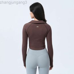 Desginer Aloo Yoga Women Jacket Tops Nude Outdoor Sports Coat Women's Tight Quick Dried Breathable Standing Collar Running and Fitness Coat