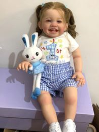 Dolls BZDOLL 60 CM 3D Paint Skin Cloth Body Silicone Reborn Doll Baby Girl Blood Vessels Bebe Lifelike Art Hand Made Smile Toddler 231109