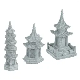 Garden Decorations 3pcs Pagoda Statue Tower Zen Miniature Chinese Decoration For Office Home Desktop Ornaments Figurine