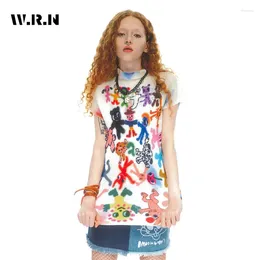 Women's Sweaters 2023 Summer Korean Style Y2K Short Sleeve Knitting Casual Sweater Top For Women Fashion O-Neck Tie Dye Print Loose