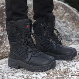 Boots Winter Men's Boots Plush Warm Outdoor Men Snow Boots Platform Waterproof Men Military Boots Classic Motorcycle Boots 231108