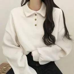 Women's Polos Basic T-shirt Women Corduroy Thick Solid Casual Pullover Long Sleeve Turn Down Collar Straight Shirt Pretty Style Sweet Tops