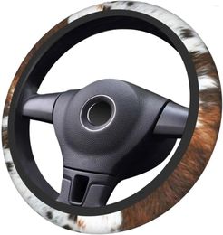 Steering Wheel Covers Brown Cow Print Cover Non-Slip Neoprene Universal 15 Inch Car Wrap For Women/Men
