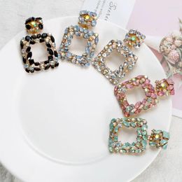 Dangle Earrings Women Earring Luxury Big Rhinestone Square Statement Crystal Geometric Earings Fashion Summer Jewelry Accessories