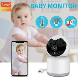 Tuya Smart Baby Monitor 1080p HD مع درجة الحرارة والرطوبة تلعب Lullaby عن بُعد ثنائية الصوتية كاميرا فيديو مربية