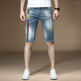 Mens Jeans Fashion 2023 Guy Denim Shorts Summer Thin Brand Embroidery Hole Teenagers Cowboy Short Pants Streetwear For Men