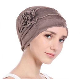 Flower Decro Turban Cap Beanies For Women Muslim Hijab Soft Head Cover India Cap Bandanas Hair Loss Cancer Chemo Cap