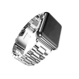 Pulseira de metal de aço inoxidável clássica de luxo com adaptador para Apple Watch pulseira fivela dobrável para iWatch Series 7 6 5 4 Se 38mm 42mm 40mm 44mm 41mm 45mm qualidade