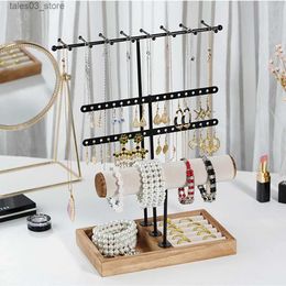 Jewelry Boxes Hanging Jewelry Black Metal T-shaped Holder Base Display Stand Hanger 4 Tiers Large Capacity Rack Bracelet Storage Q231109