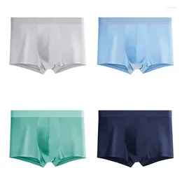 Underpants 4PCS/Lots Mens Underwear Boxer Shorts Ice Silk Breathable Quick Drying Slip Homme Seamless Sheer Boxershorts Trunks