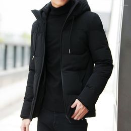 Men's Down Casual Korean Style Men Warm Coat Parka HoodiePockets Short Jackets And Coats Zipper Thick Overcoat