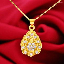 Pendant Necklaces Brass Gold-plated Imitation Gemstone Drop Accessories For Women Angel Tears Coloured Clavicle Necklace Jewellery