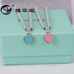 Original brand 925 sterling silver Jewellery Di TFFiffay cos same peach heart enamel glue dropping Heart Bracelet female