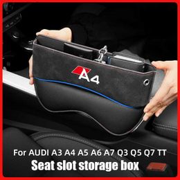 Car Organiser Car Seat Gap Organiser Seat Side Bag For Audi A3 8V A4 B8 B9 A5 A6 C6 A7 Q3 Q5 Q7 TT Seat Crevice Storage Box Suede Accessories Q231109