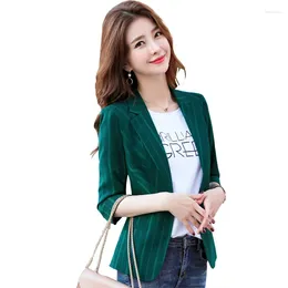 Women's Suits Korean Style Suit Jacket Office Ladies Seven-point Sleeve Short Striped Blazer Female
