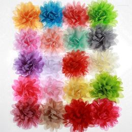 Hair Accessories 200PCS 3.9" 10CM Chiffon Flowers Boutique Hir DIY Flower Headwear Accessory Clip For Headband