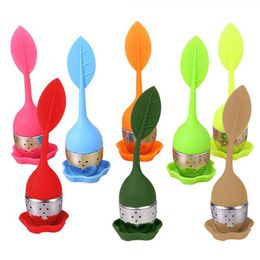 factory delivery 304 food stainless steel creative tree leaf styles tea infuser filter home kitchen tool 8 colors