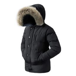 Men's Fur Faux Fur Long Padded Winter Parka Men Fur Collar Hooded Hat Quality Male Coat Cotton Down For Boy Husband Windbreaker Branded Puffer 231109