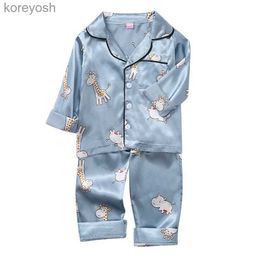 Pyjamas Sleepwear Set Long Sleeve Button Blouse Tops+pants Pyjamas Print New Arrival Baby Kids Girls Boys Cartoon Animal Autumn FullL231109