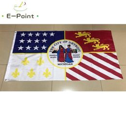 Flag of Detroit City Michigan 35ft 90cm150cm Polyester flag Banner decoration flying home garden flag Festive gifts7875112