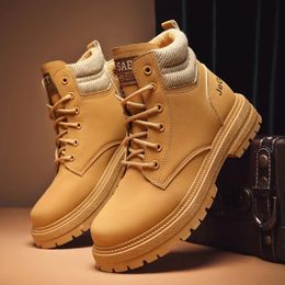 Boots Men Hightop Quality Suede Leather Warm Winter Ankle 2023 Outdoor Work Shoes Walking 231108