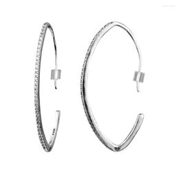 Hoop Earrings QANDOCCI 925 Sterling Silver Oval Sparkle Clear CZ For Women Original Jewellery Making Anniversary Gift